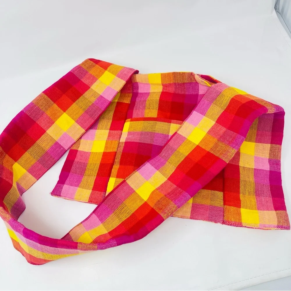 Barefoot Sri Lanka Handwoven Cotton Plaid Shoulder‎ Bag